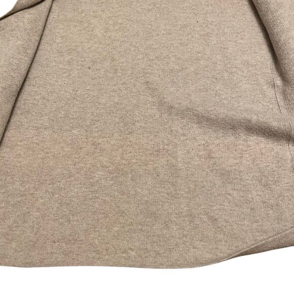 LOFT Striped Foldover Collar Longline Cardigan L Cream Tan Colorblock Open Front - Picture 2 of 4